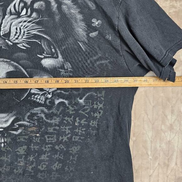 Vintage Y2K Graphic Shiry Mens XL Asian Yin Yang Skull Streetwear Grunge Dragon - Picture 4 of 5